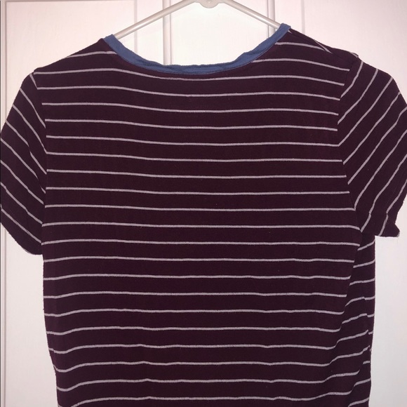American Eagle Outfitters Tops - Burgundy and white scoop neck t-shirt